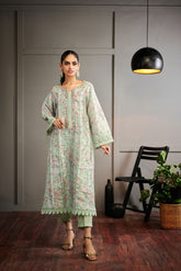 DA-2009 GREEN EMBROIDERED KURTA  WITH TROUSER